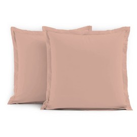 Home Linge Passion Ruffled Flat Cotton 57 Thread Count Pillowcases 25x25 Inch (2 Pack) Dusky Pink, Rose, 63x63 cm