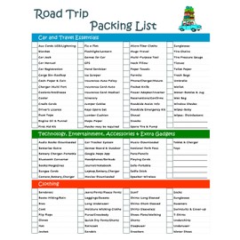 Ultimate Road Trip Planner Packing Checklist -Laminated & Double Sided - Never Forget Packing Items