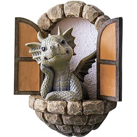 Garden Statue Dinosaur Sculpture Wall Art Resin Ornaments for Home Outdoor Decoration