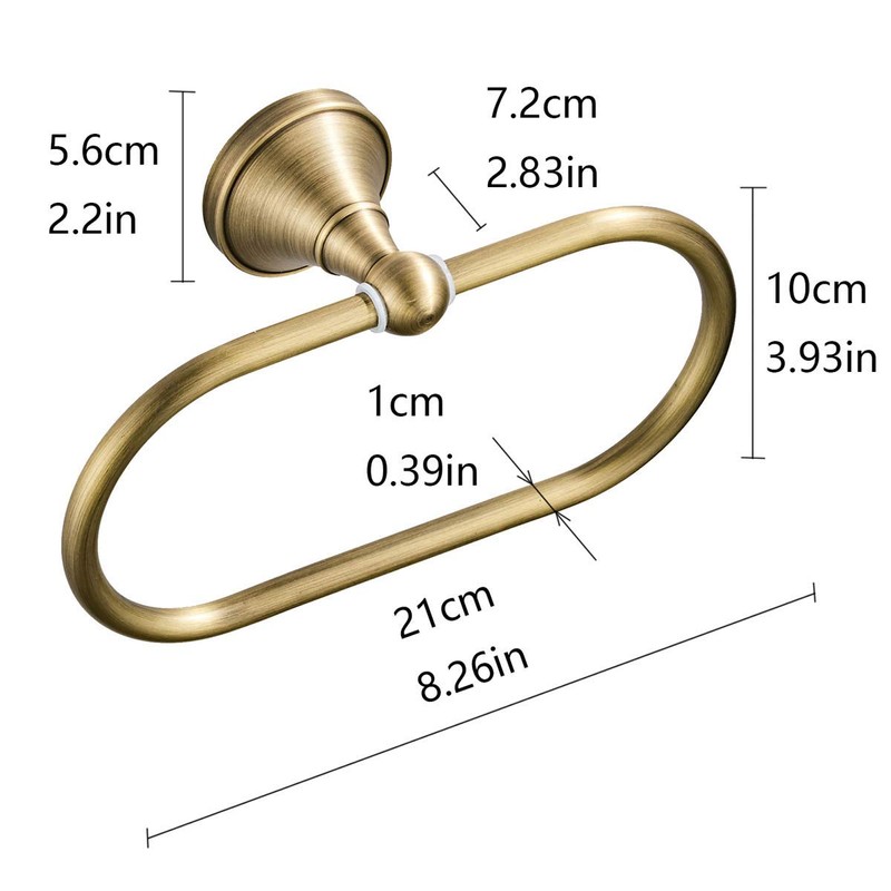 Flybath Oval Towel Ring Antique Brass Hanger Hand Towel Holder