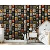 Vintage Stamp Peel and Stick Wallpaper, Botanical Postage Stamp Wallpaper