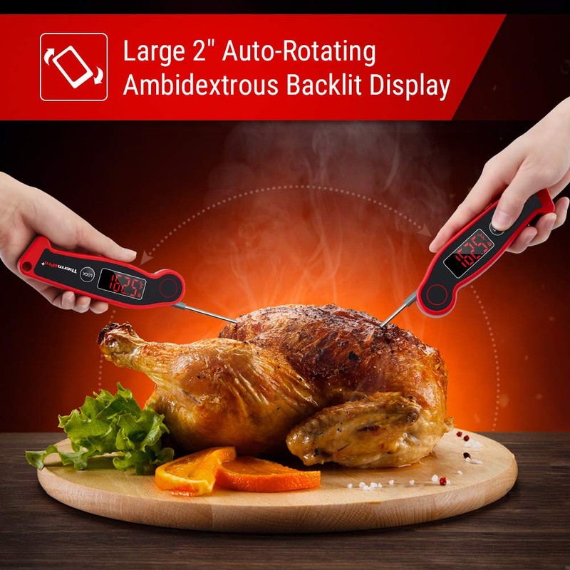 TempPro TP19 Waterproof Digital Meat Thermometer for Grilling with Ambidextrous