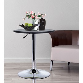 HOMCOM 25" Classic Round Adjustable Faux Leather Chrome Standing Bistro Table