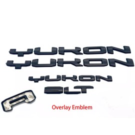 Unbranded OVERLAY Matte Black Door Rear SLT Yukon Emblem Fit 2021-2024 GMC Yukon Yukon XL