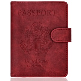 WALNEW Passport Holder Cover Case RFID Passport Travel Wallet, Red