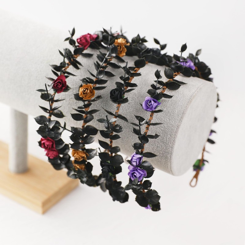 KorViSHOW Flower Crown Fairy headbands - Handmade Black Bohemian Bridal