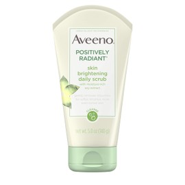Aveeno Positively Radiant Skin Brightening Exfoliating Daily Facial Scrub, Moisture-Rich Soy Extract, Oil- & Soap-Free Tone-Evening Face Cleanser, Hypoallergenic & Non-Comedogenic, 5 oz