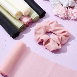 PLIGREAT 12 Stück Chiffon Haargummis Herstellung Kit DIY Mode, 4 Farben Elastische Haarbänder für Frauen Pferdeschwanzhalter Handgemachtes Kunsthandwerk DIY Haargummis Zubehör