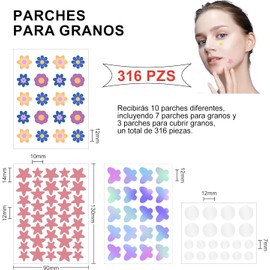 Parches para Acné, 316 Parche Maestro para el Acné, Parches de Estrellas, Hidrocoloides, Reduce Visiblemente Las Immperfecciones Granos y Espinillas, Pueden Absorber la Secreción, para Todos Los Tipos de Piel