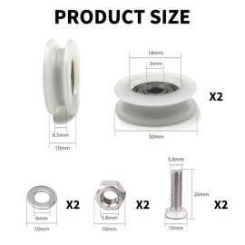 SHYSBV 30mm Sliding Door Wheel Replacement Kit – Glass Roller Wheels for Greenhouse, Shower, Hotel & Home – Includes 2 Wheels, 2 M6*22 Screws, 4x 6mm Spacers