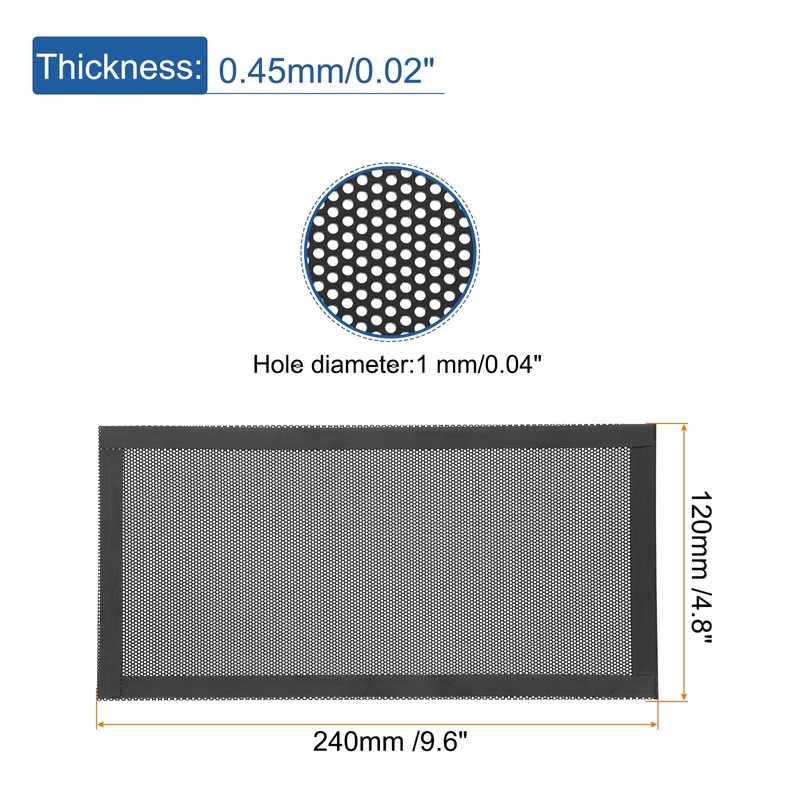 QUARKZMAN PC Dust Filter, 240 mm x 120 mm, PVC