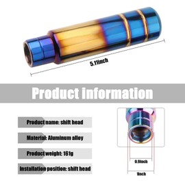 cueclue 1 PC 5" Car Gear Lever Shifter Handle, Gear Stick Shifter Knobs, Aluminum Alloy Shifter Knob with 3 Threaded Adapters, Car Modified Gear Head, Fit Most Automatic Manual Vehicle (Blue)