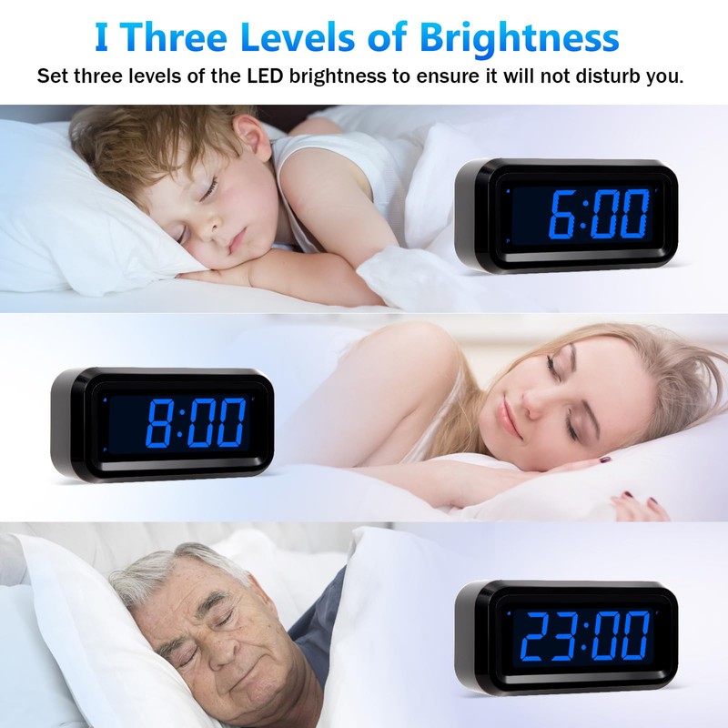 Timegyro Digital Alarm Clock Battery Operated with LED Display for