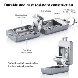 ABLY Portable Foldable Travel Nail Clipper, Stainless Steel Splash Proof Design, Mini Nail Trimmer Perfect for Home and Outdoor Us (Grey)