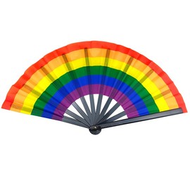 SaktopDeco Large Rainbow Folding Hand Rainbow Hand Fans Craft Fan Pride Fan Plastic folding fan Dancing Fan Gift Fan