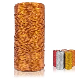 LEREATI Bakers Twine, Bronze Twine for Gift Wrapping Thin Inelastic Christmas Twine, Decorative Metallic Glitter Twine String for Crafts, Packing Materials, Gift Tags