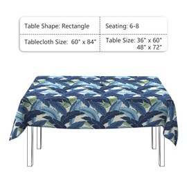 LVTXIII Outdoor Tablecloth with Umbrella Hole and Zipper, 60 x 84 Inch Water-Repellent Patio Table Cloth, Rectangle Table Covers for Backyard Garden, Swaying Palms Blue