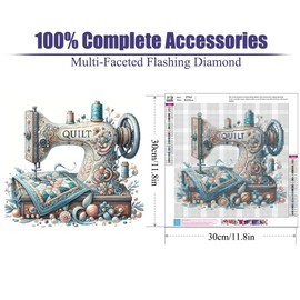 cdjlddww Sewing Machine Diamond Painting Kits for Adults, DIY Diamond Art Kits for Beginners, 5D Diamond Art Kits Round Full Drill Diamond Painting for Home Wall Decor Present 14×14inch