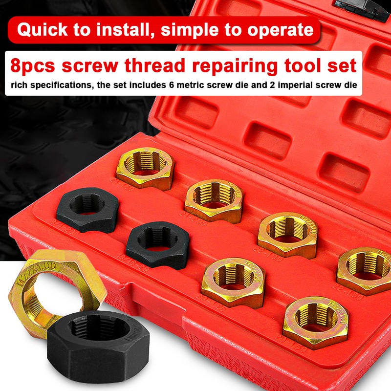 8PCS Car Transmission Shaft Screw Repairing Kit Metric Inch Thread