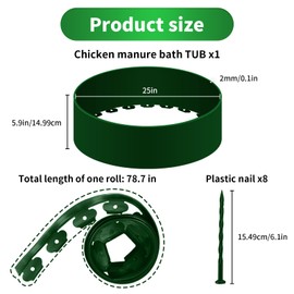Chicken Dust Bath Tub,Bottomless Design 25''PE Material Dust Bath Container,Chicken Coop Cleaner Container,Chicken Coop Accessory for Farms.(2PC) (B)
