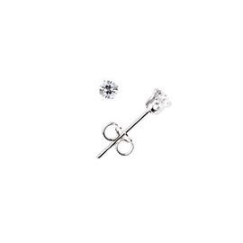 Sterling Silver 4mm Round CZ Earrings with backs - 1 pair