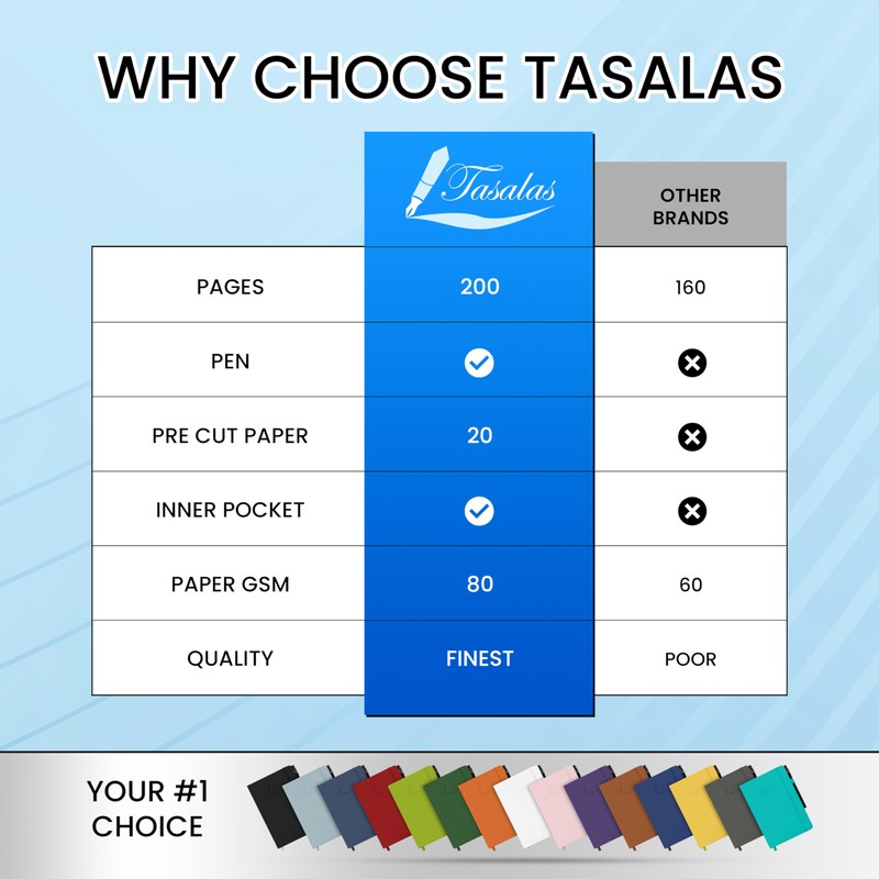 Tasalas A5 Notebooks 3 Pack with Pen - 200 Lined