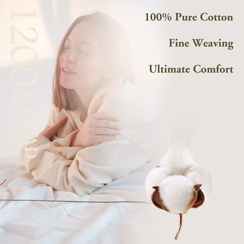 SAKIAO 1200 Thread Count Cotton Sheets, 100% Egyptian Cotton Sheet