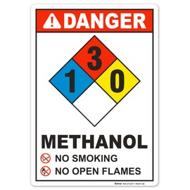 Brimar - 7" x 10" - NFPA Methanol 1-3-0 Sign - 3.5 Mil InfiniStick™ Vinyl Label - Hazard Warning - Easy Installation