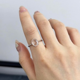 Niaspi Crystal Oval CZ Ring for Women Girls Silver Cubic Zirconia Promise Engagement Wedding Statement Band Finger Rings Adjustable Comfort Fit Delicate Shiny Anniversary Birthday Jewelry Gifts