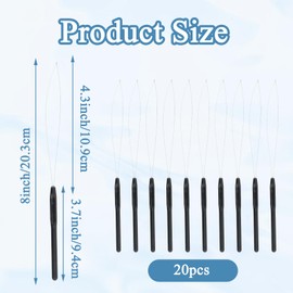 20 Pcs Bead Threader,Black Hair Extension Loop Tool,Flexible and Durable,Suitable for Hair,Feather Extensions,Beading,Making Bracelets and Other Crafts