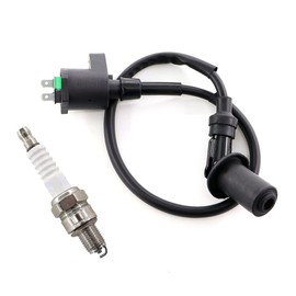 MCHNIC 12V Ignition Coil with Spark Plug for ATU Explorer Race GT 50cc, Wild Eagle Level 100, Baotian BT49QT BT50QT, Benzhou YY50QT, Retro Star, Flex Tech, REX RS 400 450 500 600 700 750 900
