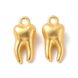 KitBeads 10Pcs Gold Plated Heathy Teeth Charms Dangle Dentist Medical Tooth Pendant Charms for Jewellery Making Bracelets Necklaces Earrings Crafts
