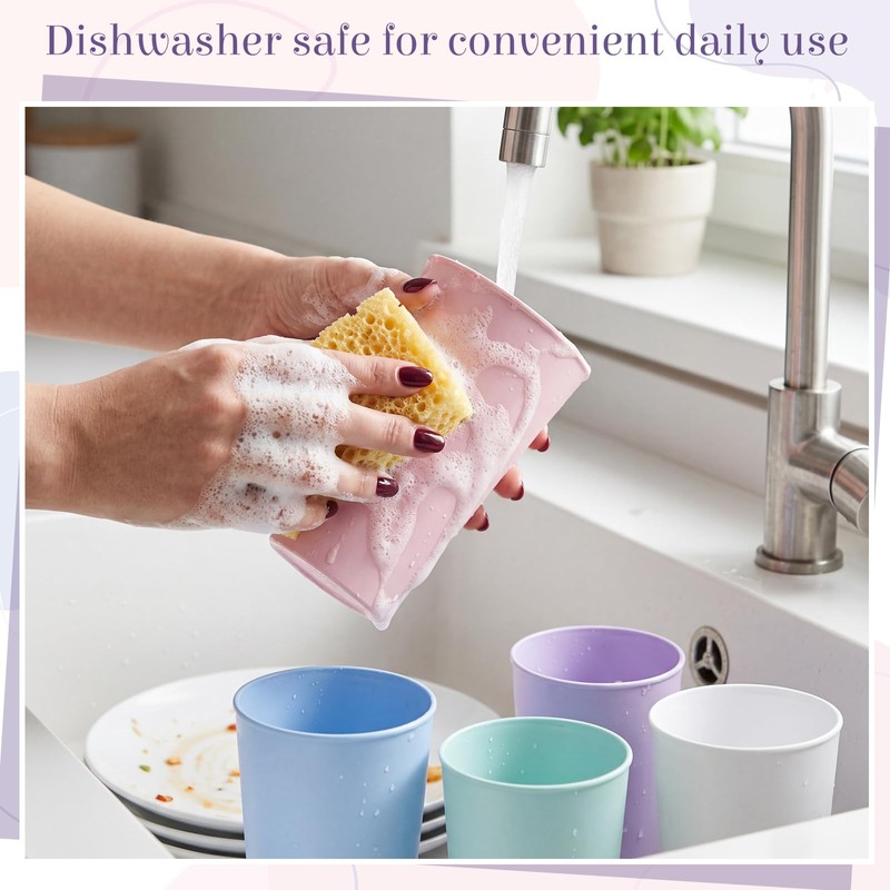 Yungyan 50 Pcs Unbreakable Plastic Cups 16oz Thickened Reusable Plastic