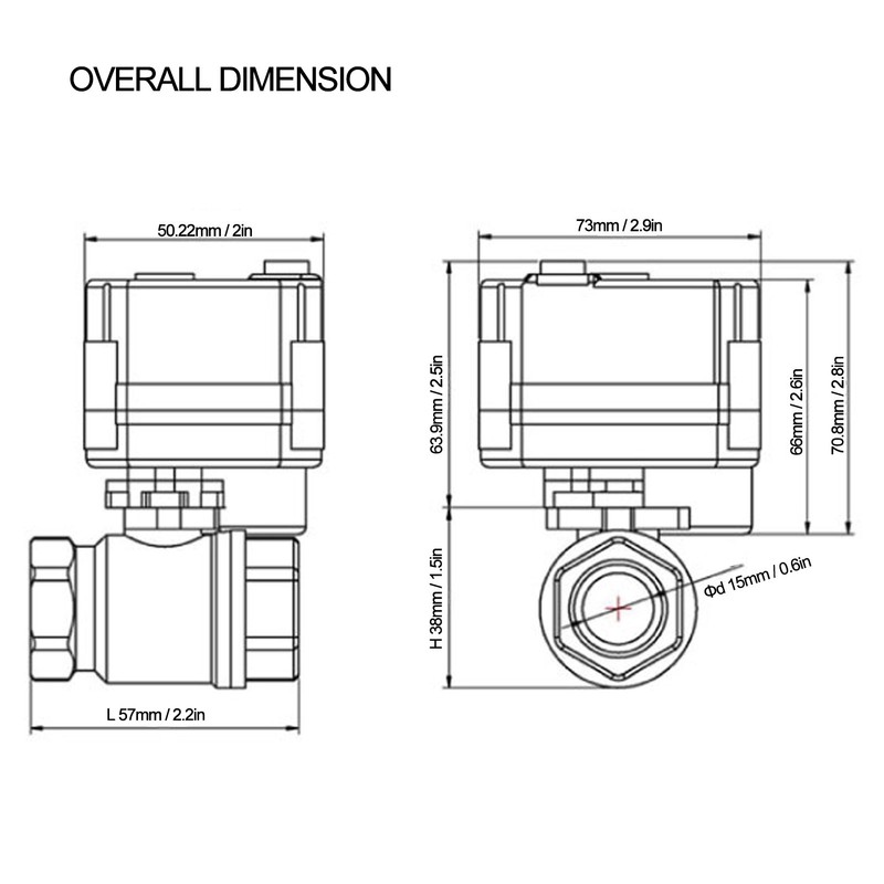Electric Ball Valve BSP Brass Motorized 3 Wire DC3~6V Through