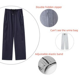 KUMUROETA Catheter Leg Bag Pants for Men/Women,Pants for bedridden Patients,Catheter Clothing,Cotton Pants for Urine Bags After Surgery,Drainage Bags Can Be Hidden in Pants