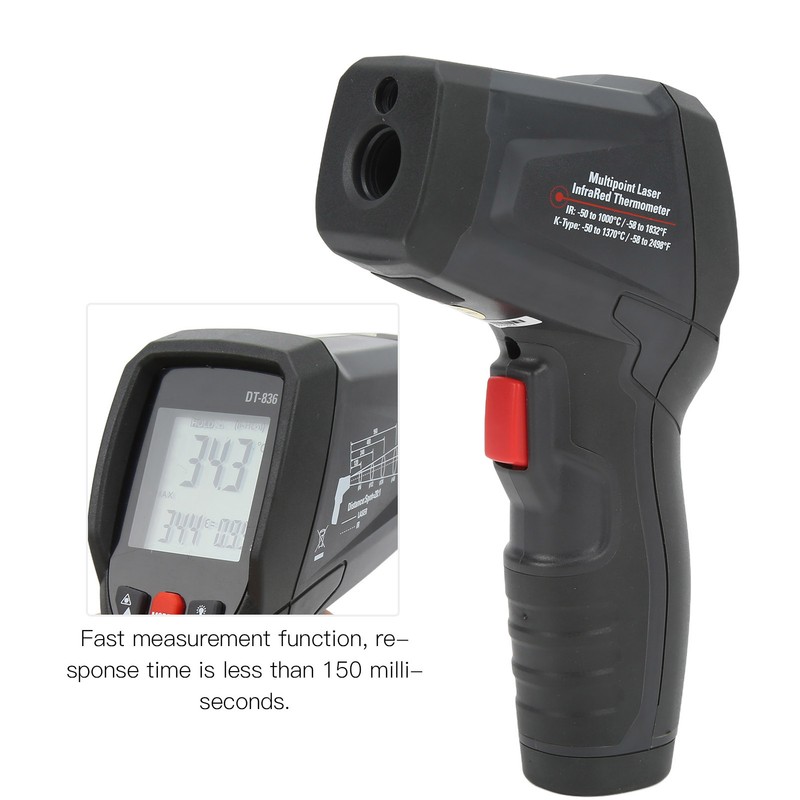 DT‑836 Ring Infrared Thermometer Industrial Laser Temperature Meter for Security