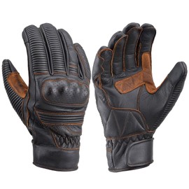 Daytona HBG-062 Motorcycle Gloves, Leather (Goat Leather), Spring, Summer, Autumn, Winter, Smartphone Compatible, Hard Protector, Vintage Line Gloves, Brown, M Size 19539