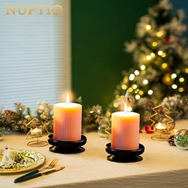 Juego de 2 portavelas de hierro negro para pilares, 3.6 pulgadas de diámetro, 9 cm Ideal para jardines de cera o velas LED, spa y aromaterapia, conos de incienso, boda, fiesta, spa, como pedestal
