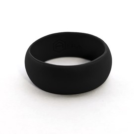 Mens Silicone Wedding Band - Thin, Breathable, Classic Design Rubber Ring (Black, 9)