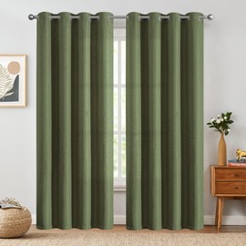 jinchan Linen Textured 75% Blackout Curtain 84 Inch Length for Living Room Darkening Forest Green Bedroom Curtain Thermal Insulated Grommet Top 1 Panel Window Curtain Drape