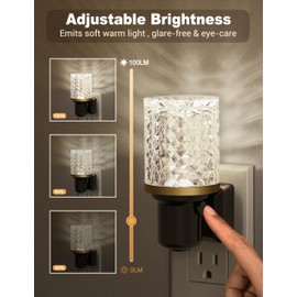 JandCase LED Night Light, Dimmable Night Lights Plug into Wall, Modern Nightlight with Auto On Off Light Sensor, 5000K Daylight White Night Light 0-100LM Brightness for Bathroom Hallway Bedroom Decor