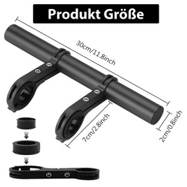 SHYSBV 30 cm Aluminium Bicycle Extender Mount, Handlebar Extension Brackets, Double Bike Handlebar Extender, Bicycle Extender Holder, with Screwdriver, for Attaching GPS, Speedometer, Light