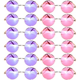 Round Retro Vintage Circle Tint Sunglasses Metal Colored Frame Mirror Lens OWL (round_43_purple_12p, PC Lens)