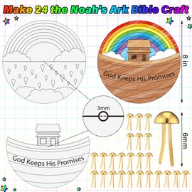 Dispowreath 24 Sets Color Your Own God Keeps His Promises Wheel, Make 24 Noah's Ark Bible Craft Religious Activity Kit Christian Crafts for Home Supplies