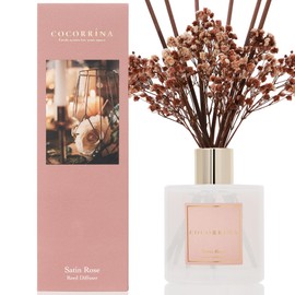 Cocorrína Reed Diffuser Sets- Satin Rose Scented Diffuser with Sticks Home Fragrance Reed Diffuser for Bathroom Shelf Decor