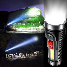 GEARGADGET LED Super Bright Flashlight Rechargeable Torch Tactical Lamp USB & Battery