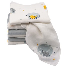 Clevere Kids Muslin Cloths, First Equipment, Elephant with Baby, Classic Muslin Cloths, Swaddling Blanket, Drool Cloth, Oeko-Tex (01 Minis 40 x 40 cm, Pack of 8)