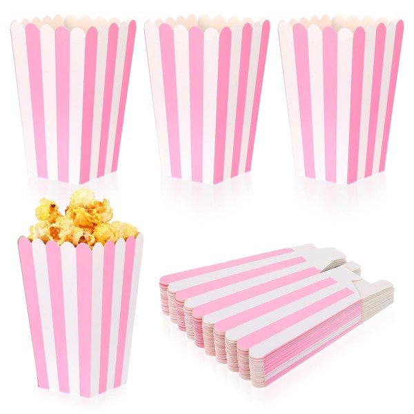 TIESOME 24 Pcs Pink Popcorn Boxes, Small Snacks Buckets Carnival