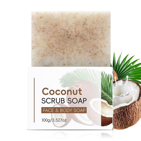 Coconut Scrub Soap - Natural Coconut Soap Bar for Deep