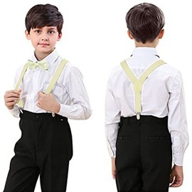 Hanerdun Unisex Braces With Bow Tie For Boys And Girls Can Be Attached With Three Clothes Clips On Waistband -